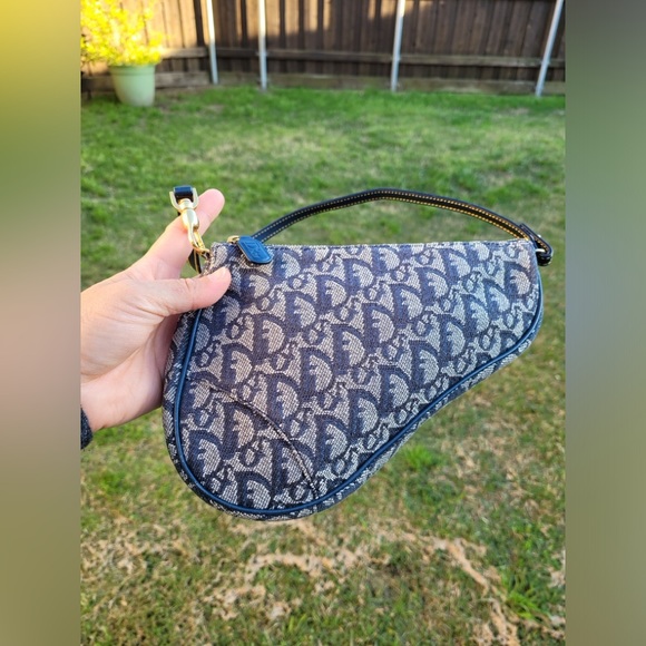 DIOR Monogram Mini Saddle Pochette Navy - Picture 14 of 16